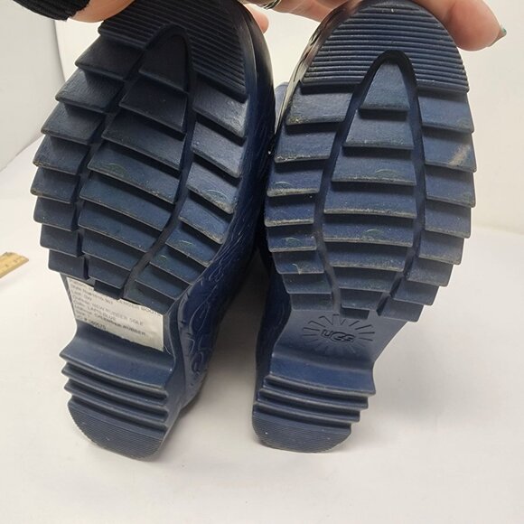 Ugg Wilshire Size 7 Tall Navy Rubber Rain Boot Fur Insole Waterproof - Picture 7 of 7